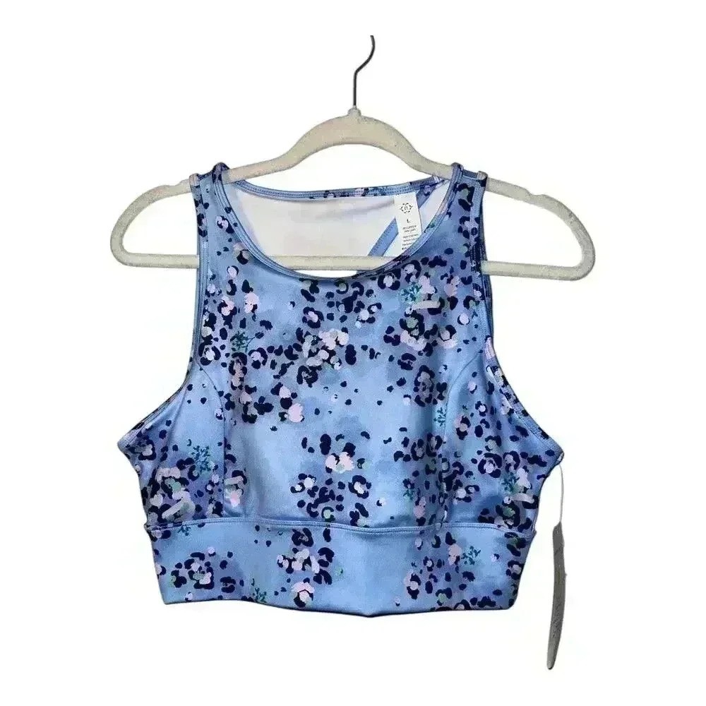 Nanette Lepore Vista Blue Open‎ Back Crop Top, Large